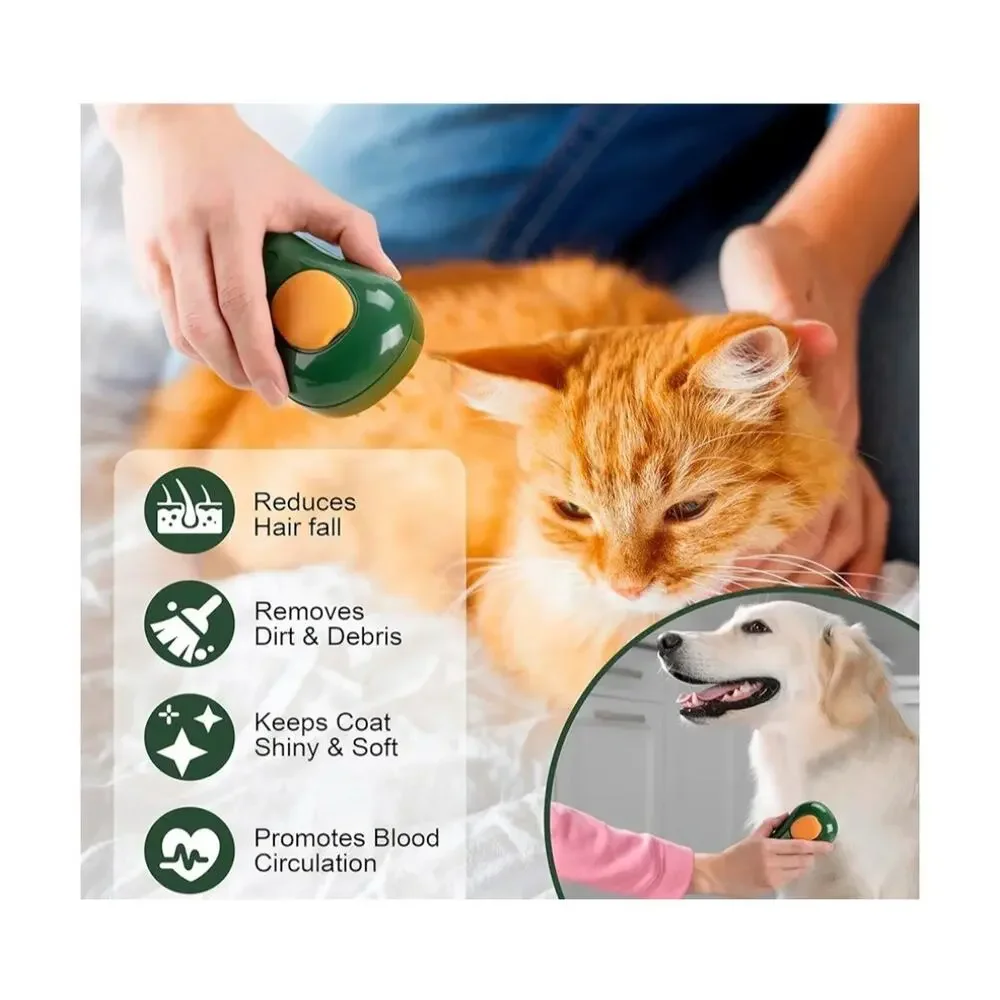 3-In-1 Steam Brush for Cat and Dog Deshedding Portable Pet Hair Removal Tool New